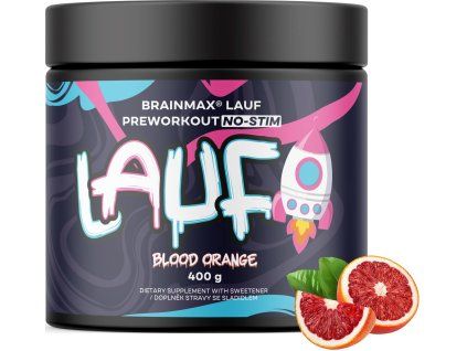 BrainMax LAUF® Preworkout, bez kofeina, crvena naranča, 400 g