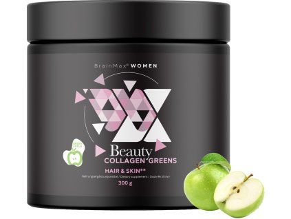 BrainMax Women Beauty Collagen Greens, Zelena jabuka, 300 g